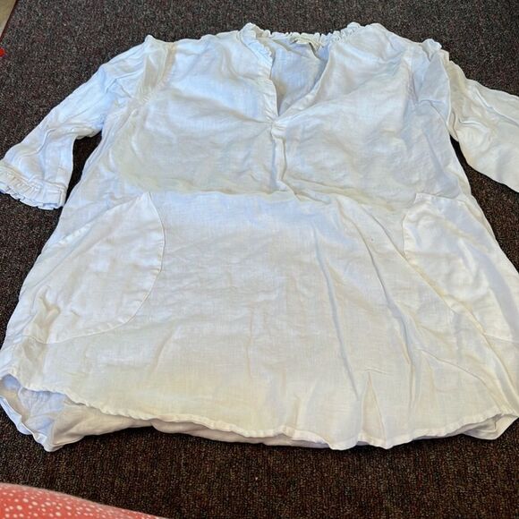 Cynthia rowley xl white linen blouse - Picture 2 of 7